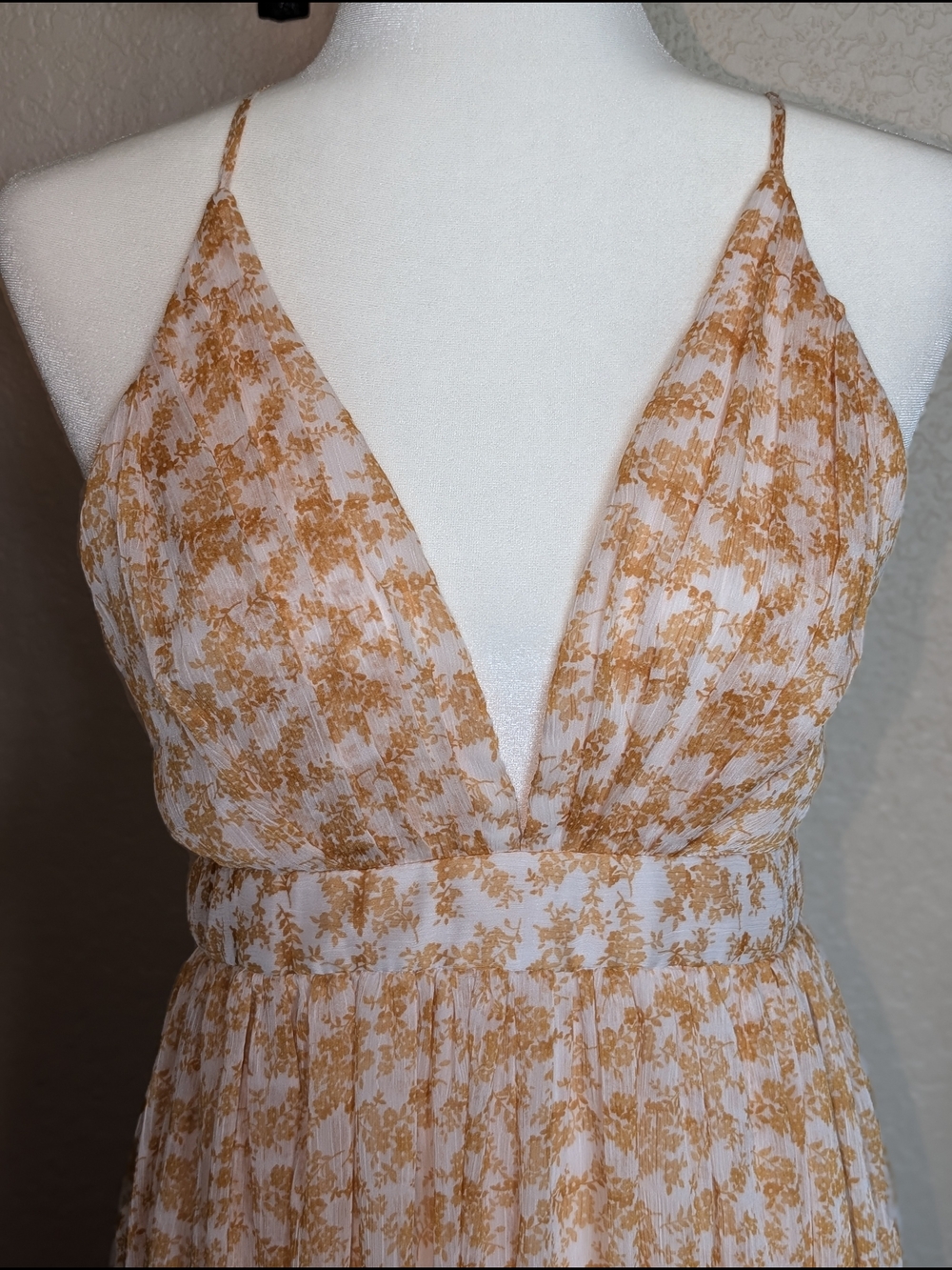Floral Yellow V-Neck Maxi Dress - Sleeveless Summer Dress - Picture 4 of 8